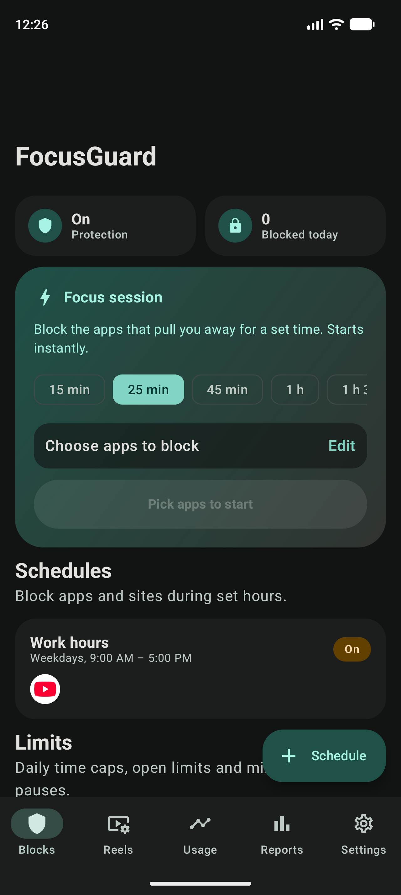 FocusGuard Blocks screen
