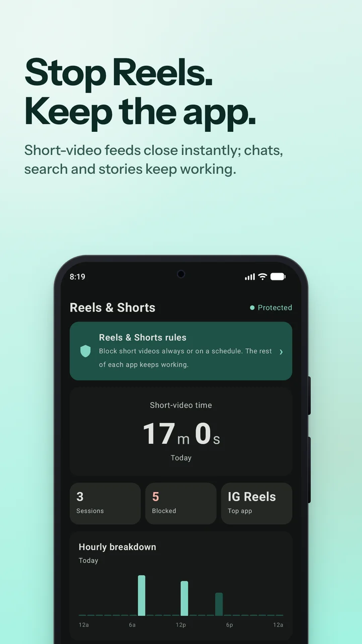 FocusGuard: Stop Reels, keep the app — Reels and Shorts dashboard