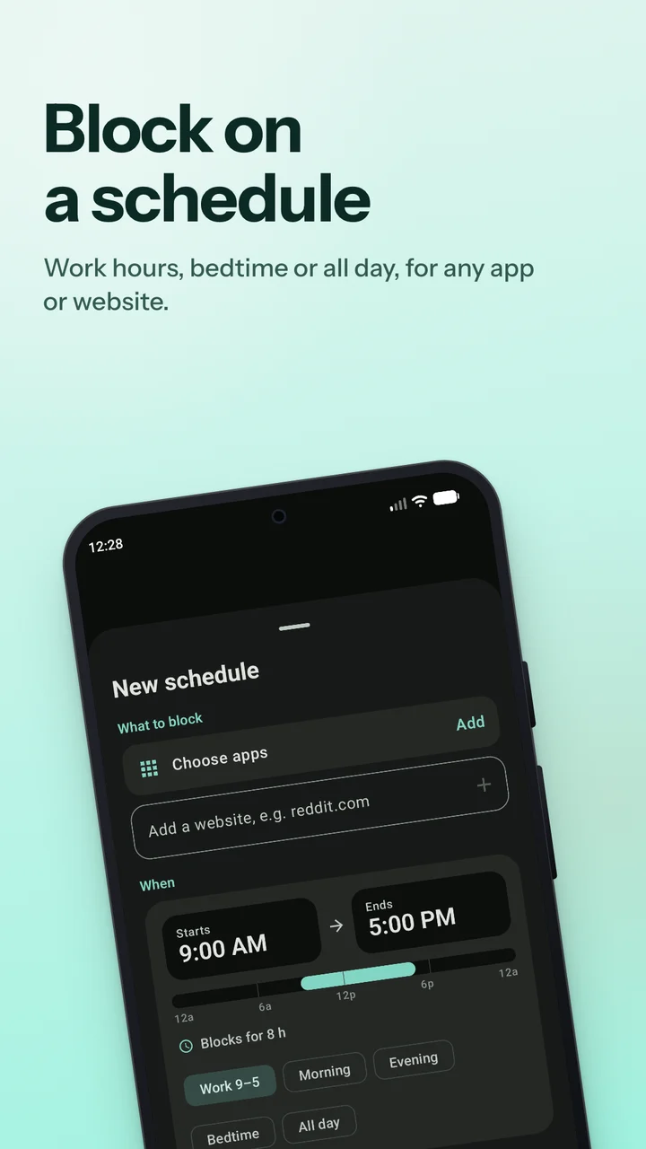 FocusGuard: Block on a schedule — new schedule sheet