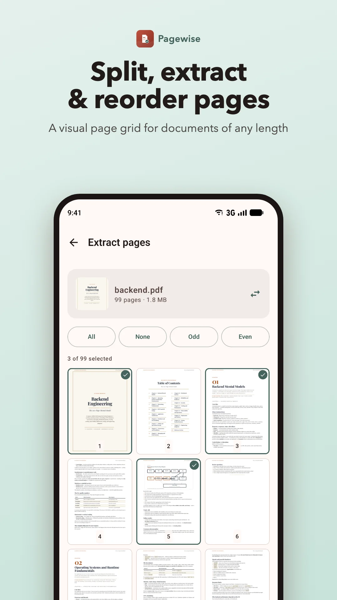 Pagewise screenshot: Split, extract and reorder pages