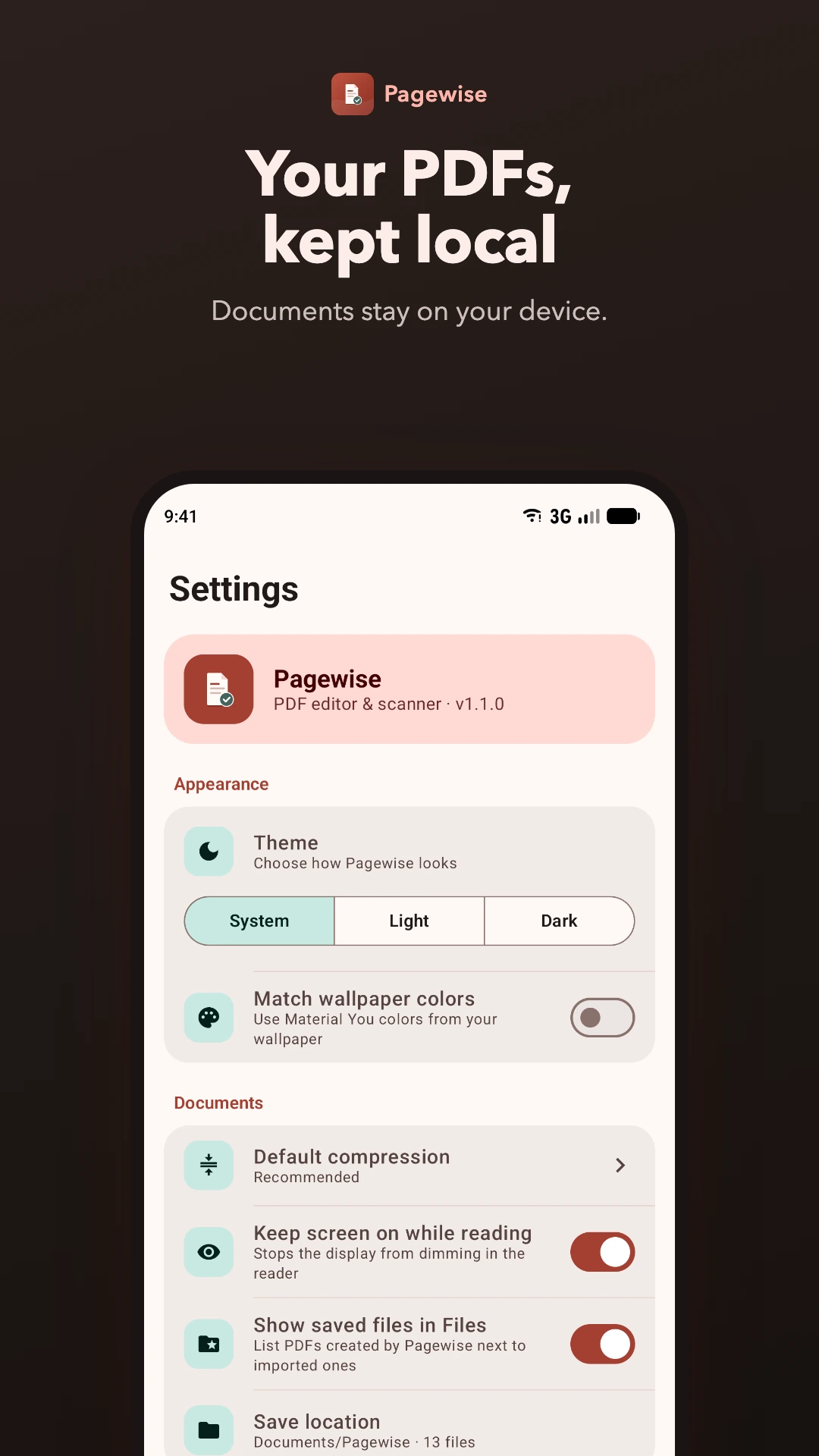 Pagewise screenshot: Private by design