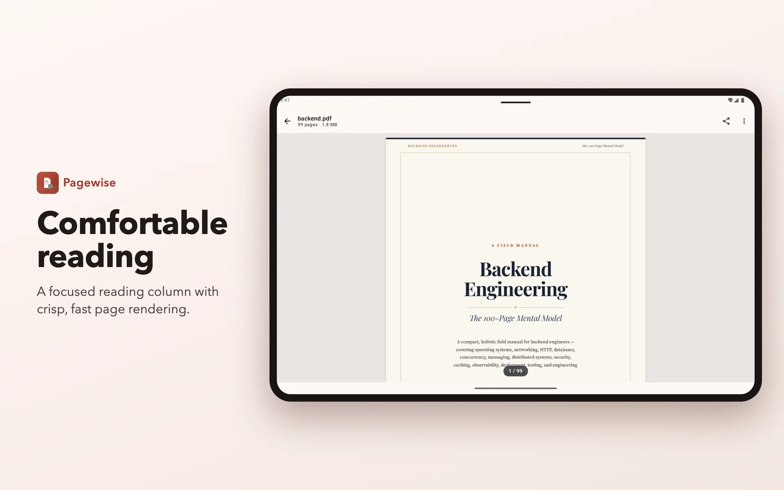 Pagewise on tablet: reader